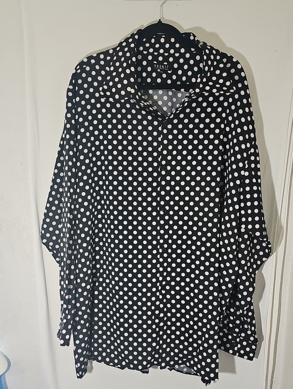 Classic Black Polka Dot Dress Shirt - White Dot Pattern